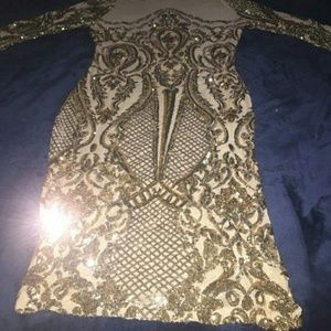 calcy sequin mesh dress